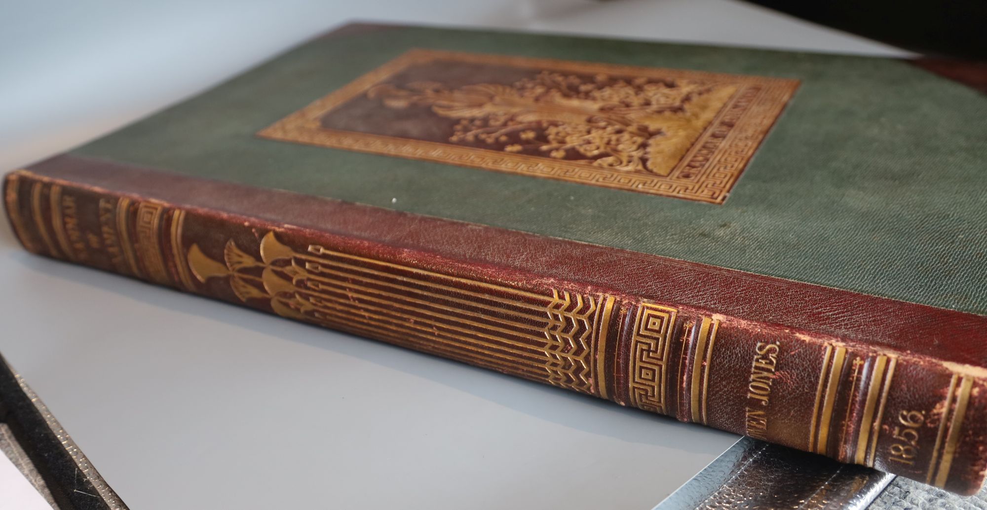 Jones, Owen - The Grammar of Ornament, 1st folio edition, contemporary half morocco gilt, with ornamental gilt panel on upper